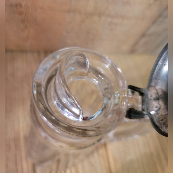 Vintage GLASS Lidded Lid Syrup Pitcher Ribbed Columns - Picture 6 of 10